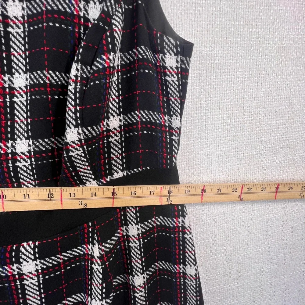 Vince Camuto Black‎ White Plaid Sleeveless Sheath Dress Plus Size 14W Business
